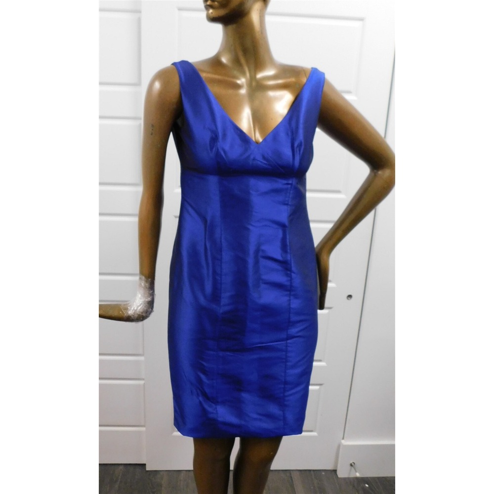 New Escada Kleid Blue Silk Sleeveless Cocktail Dress‎ Germany sz 36